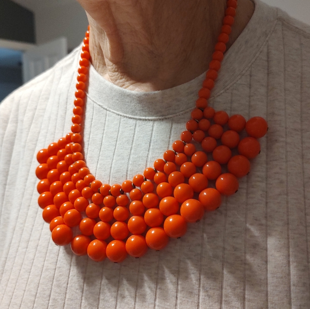 J. Crew Coral Beaded Bib Necklace